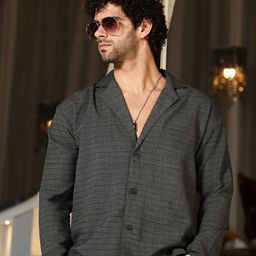 Campus Sutra Men Classic Fit Cuban Collar Textured Cotton Casual Shirt-picture-49