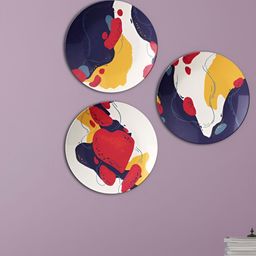THE QUIRKY HOME Set Of 3 White & Red Printed Ceramic Wall Plates-7