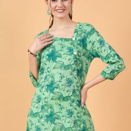 NEESH Women Tropical Printed V-Neck Cotton Top-image-42