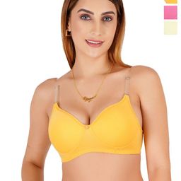 Liigne Pack Of 3 Full Coverage Lightly Padded Bra With Transparent Strap-image-54