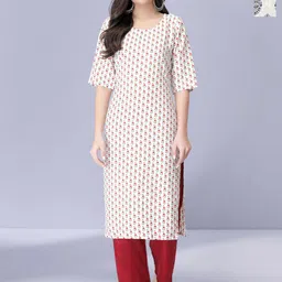 HERE&NOW Selection Of 2 Ethnic Motifs Printed Round Neck Straight Kurta-image-33