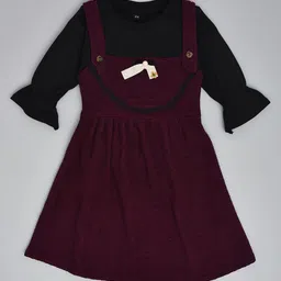 we11 Kids-Girls Colourblocked Bell Sleeve Above Knee Fit & Flare Dress-image-48