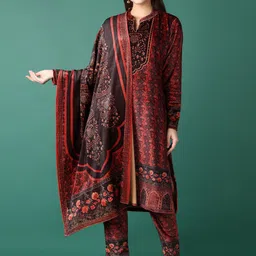 V-Mart Women Floral Printed Regular Pure Cotton Kurta with Trousers & With Dupatta-picture-12