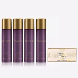 POSSESS Perfumed Body Spray 75 ml (pack of 4) with MILK & HONEY Soap 100g-image-36
