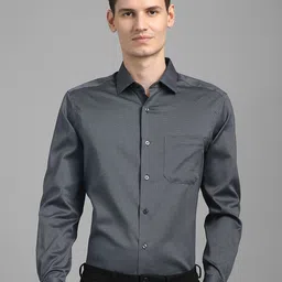 Louis Philippe Geometric Printed Spread Collar Formal Cotton Shirt-image-72