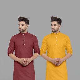 VS MALL Men Mustard Kurtas-picture-47