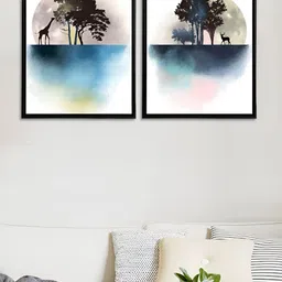 Myntra Elegant Homes Black & White 2 Piece Birds and Animals Printed Canvas Wall Arts-image-8