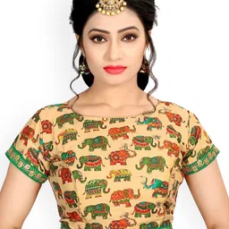 KING SALES Printed Pure Cotton Round Neck Readymade SareeBlouse-38