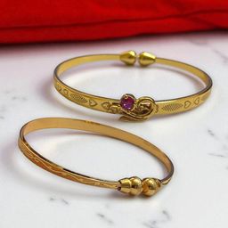 AARTISAI Set Of 2 Gold-Plated Stone StuddedBangle-image-50