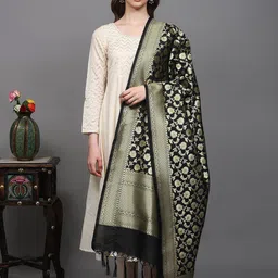 Exotic India Floral Woven Design Dupatta With Zari-image-66