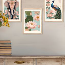 Kotart Brown, Green & Blue 3 Pieces Birds And Animals Wooden Wall Arts-picture-49