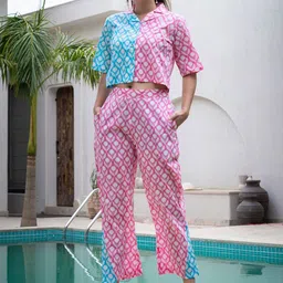 BAESD Printed Pure Cotton Crop Top With Trouser Co-Ords-picture-15