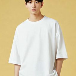 SMAN Round Neck Drop-Shoulder Sleeves Oversized Cotton T-shirt-image-76