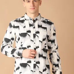 V-Mart Men Classic Spread Collar Abstract Printed Cotton Slim Fit Casual Shirt-image-14