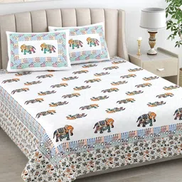 The Craft Monk White King Bedsheet with 2 Pillow Covers-image-70