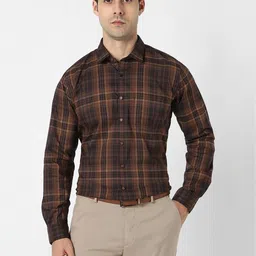 Van Heusen Men Slim Fit Checked Spread Collar Formal Shirt-picture-17
