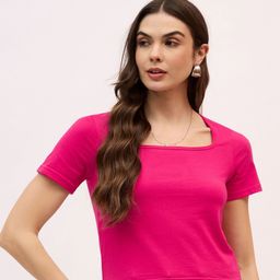 DressBerry Women V-Neck Applique T-shirt-image-65