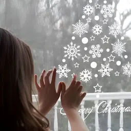 Asian royal White Snowflakes Printed Wall Sticker-4
