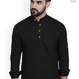 univibe Selection Of 2 Band Collar Rolled-Up Sleeves Slim Fit Pure Cotton Kurtas-image-71