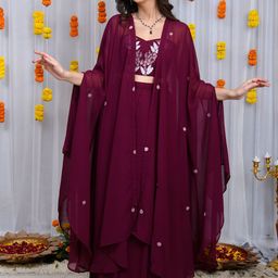 Label Shaurya Sanadhya Cape And Drape Maxi Skirt-image-33