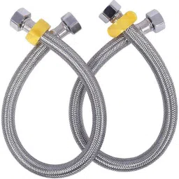 18" Inches Silver Connection Pipe | Stainless Steel Heavy Duty Connection Pipe Suitable For Geysers, Countertop Faucets/Water Taps, Wash Basin (Pack of 2) Hose Pipe-image-42