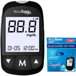 accusure Simple Glucometer With 25 Test Strips Glucometer image 4