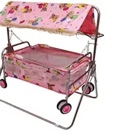 Steel Swing,Jhula,bassinet with mosquito net,umbrella and wheels Bassinet-10