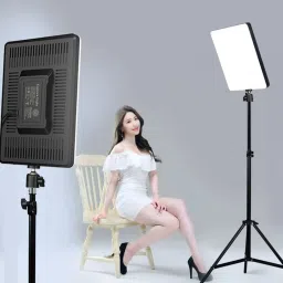 FKU [2 SET]LED Panel Camera Light Photraphy+Remote Control (Camera Light+6Ft Stand) Flash image 2