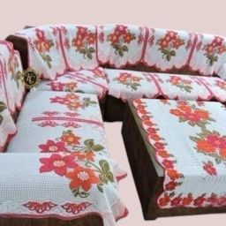 Cotton Floral 3+2 Seater Sofa Cover-image-14