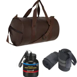 Combo Set of Duffel Bag with Wrist Support Band WITH WHEY SUPPLIMENT CONTAINER-picture-1