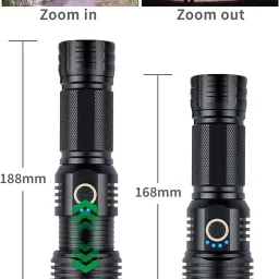 crentila 375 (ZOOMABLE METAL LED TORCH) 5 Modes Flashlight, Super Bright 200W LED Light Torch image 4