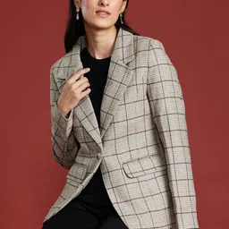 all about you Single-Breasted Checked Casual Blazer-picture-30