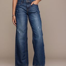 The Roadster Life Co. Women Baggy Wide Leg Low-Rise Low Distress Light Fade Jeans-image-53