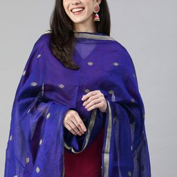 swatika Blue Woven Design Bhagalpuri Dupatta-10