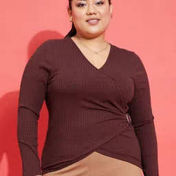 SASSAFRAS Curve Plus Size V-Neck Wrap Top image 1
