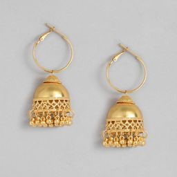 Anouk Gold-Plated Teardrop Shaped Jhumkas Earrings-picture-19