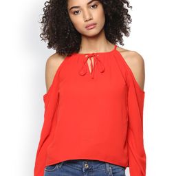 Harpa Red Cold-Shoulder Top-image-0