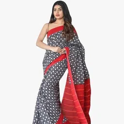 KIAARON Ethnic Motifs Pure Cotton Block Print Saree-picture-7