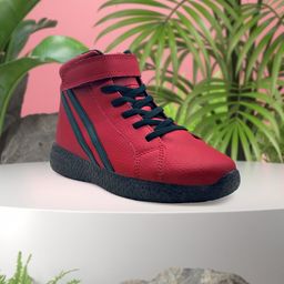 KazarMax Kids Textured Striped Mid-Top Sneakers-56