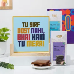 Personalized Bhai Hai Tu Mera Double Side Frame And Chocolate Combo-image-86