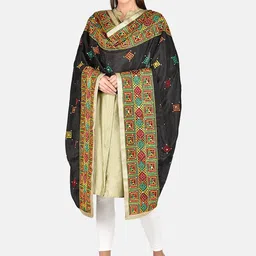 Dupatta Bazaar Black & Red Embroidered Dupatta image 5