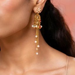 Shaya 92.5 Sterling Silver Yellow Gold Shaadi Squad Nakhrewali Aunty Jhumki Earrings for Women-image-34