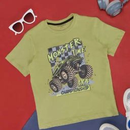 Pantaloons Junior Olive Cotton Printed T-Shirt-image-94