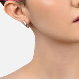 Zaveri Pearls Set of 3 Rose Gold Cubic Zirconia Contemporary Semi Hoop Earrings - ZPFK13452-14