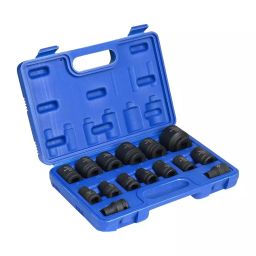 Elephant 1/2 Inch Square Drive Impact Socket Sets 6-Point 38 mm Length Metal, (Set of 15 Sockets) image 3