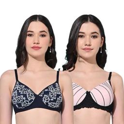 FIMS Navy & Pink Printed Bras - Pack Of 2-image-60