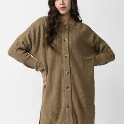 Van Heusen Brown Self Pattern Cardigan-picture-25