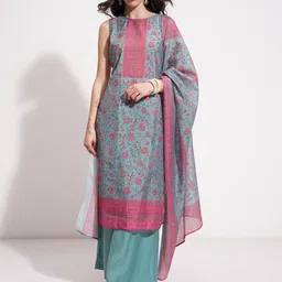 Vishudh Women Floral Printed Regular Kurta with Trousers & Dupatta-image-33