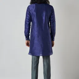 Bubber Blu Men Thread Work Raw Silk Kurta image 4