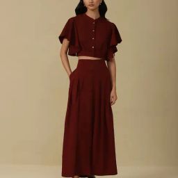 aarke Ritu Kumar Maroon Shirt With Palazzos-image-21
